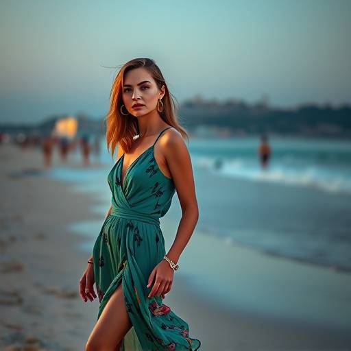 Escena de un rodaje de un anuncio publicitario para una marca de moda en la Barceloneta.