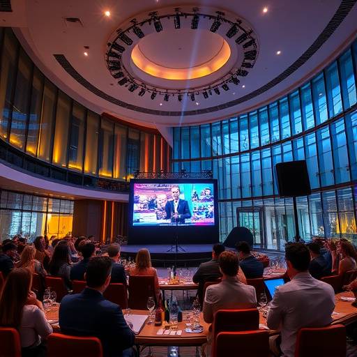 Imagen de un evento corporativo transmitido en vivo desde el World Trade Center de Barcelona.